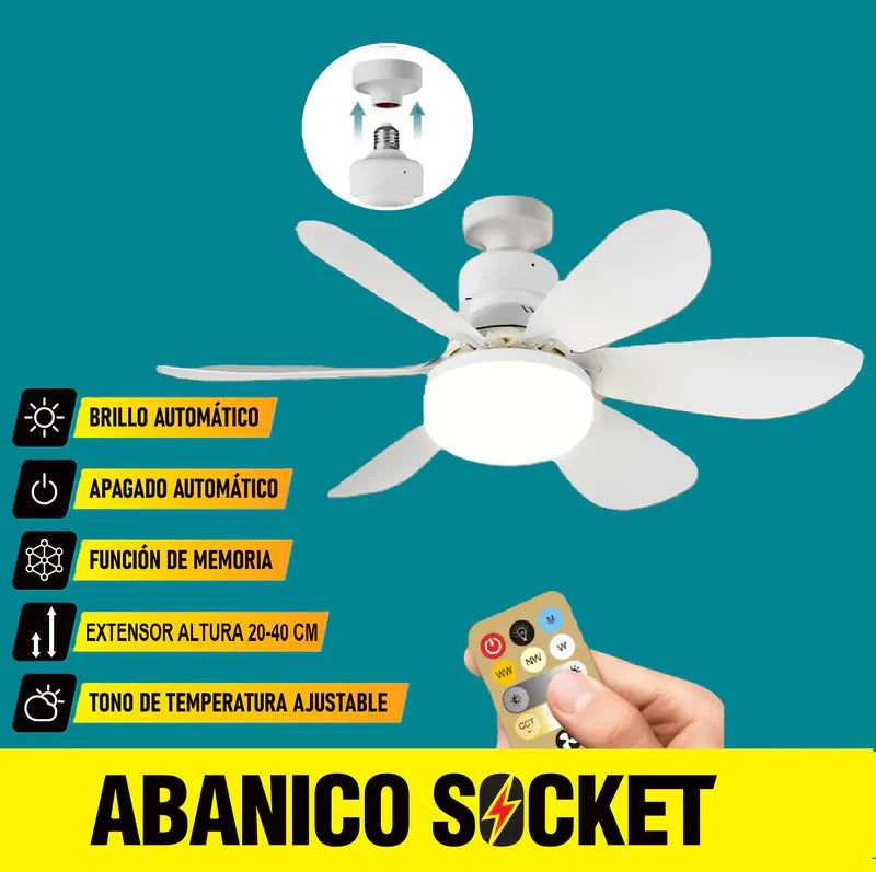 Abanico De Techo 20" Socket E27 Con Luz Led Tono Ajustable 3000/4000/6500K, 1900 Lumens 6 Aspas 3 CCT 520X185mm ELT0387 - Image 3