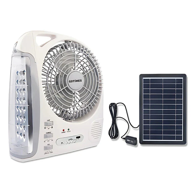 Abanico Solar Portátil 8". Ventilador Recargable Con Panel Solar. Con Luz LED Y Bocina Integrada. AB839 - Image 6