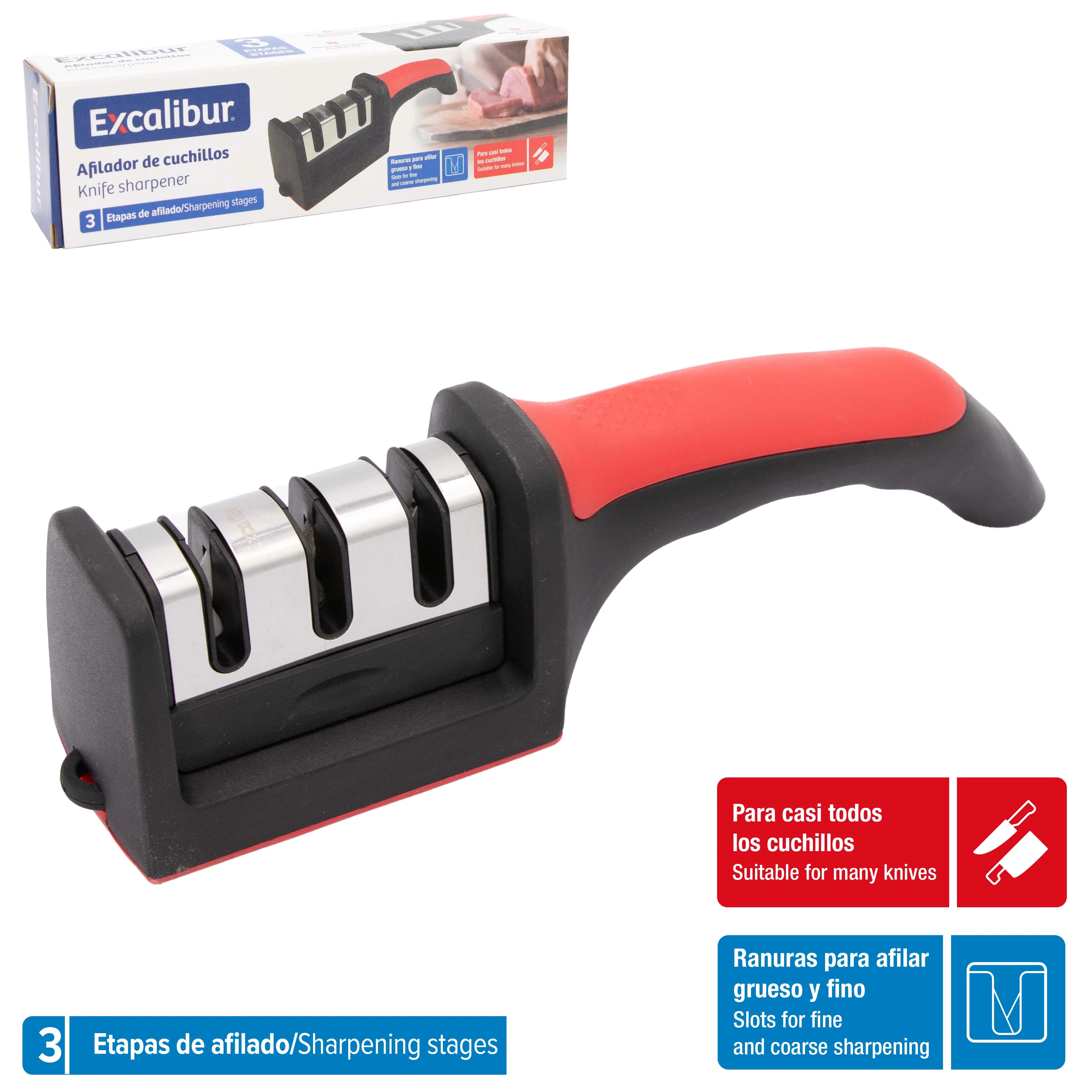 Afilador de Cuchillos 3 Filos Excalibur A414-KS2332