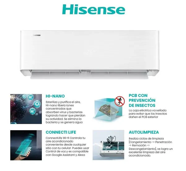 Aire Acondicionado Split 12,000 BTU Inverter SEER 21 con Wi-Fi Hisense ATR122HA - Image 6