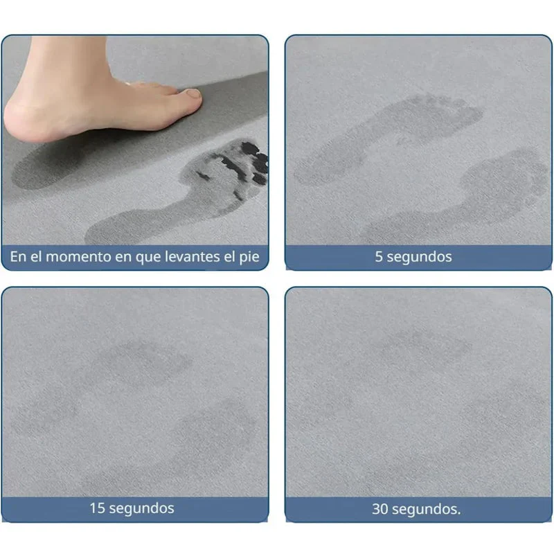 Alfombra De Baño De Diatomeas Super Absorbente Antideslizante. Tapete Baño De Secado Rápido. Color Gris 60X39cm. TU030 - Image 3