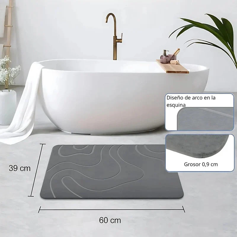 Alfombra De Baño De Diatomeas Super Absorbente Antideslizante. Tapete Baño De Secado Rápido. Color Gris 60X39cm. TU030 - Image 4