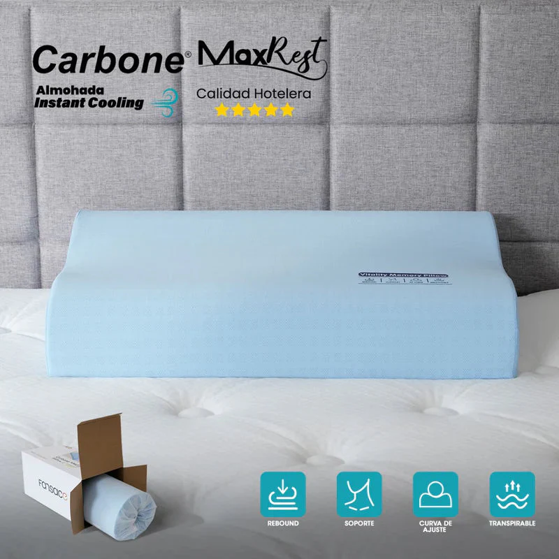 Almohada Cervical 60X40cm Carbone Maxrest. Memory Foam Hipoalergénica Con Enfriamiento Instantáneo. Calidad Hotelera 5 Estrellas. REST157 - Image 2