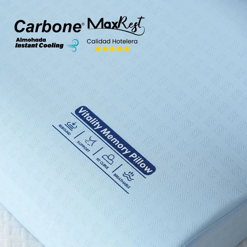 Almohada Cervical 60X40cm Carbone Maxrest. Memory Foam Hipoalergénica Con Enfriamiento Instantáneo. Calidad Hotelera 5 Estrellas. REST157 - Image 4
