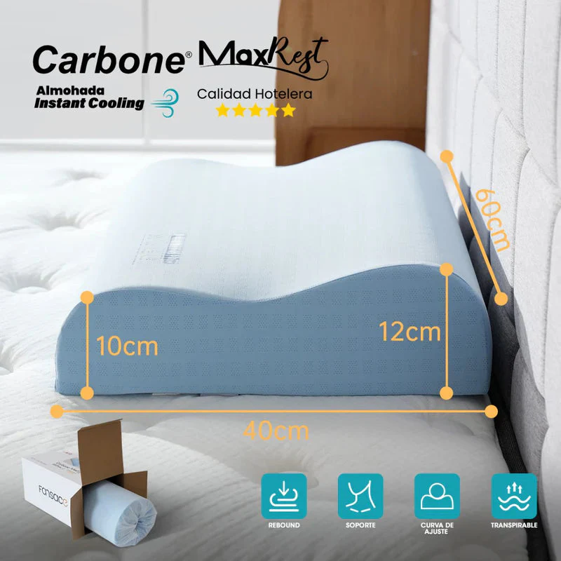Almohada Cervical 60X40cm Carbone Maxrest. Memory Foam Hipoalergénica Con Enfriamiento Instantáneo. Calidad Hotelera 5 Estrellas. REST157 - Image 5