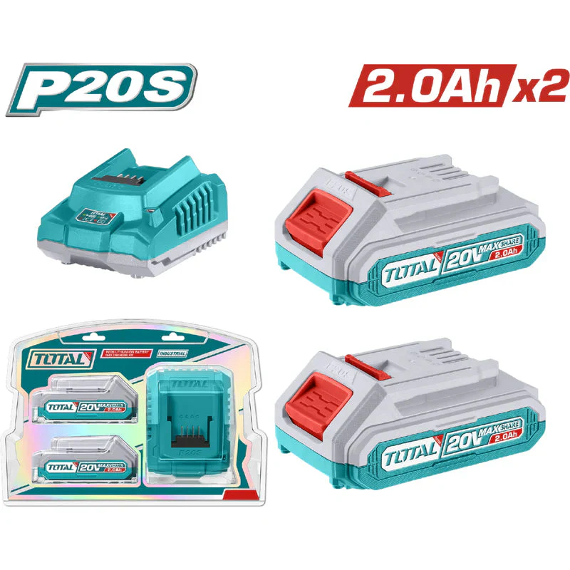 Batería 20V 2.0Ah Y Cargador Rápido 20V 2A.Se Venden 2 Baterias Y 1 Cargador. TOTAL UTFBCPK1222