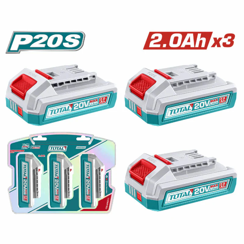 Baterías Inalámbricas 20V 2.0Ah Indicador LED Se Vende En Set De 3 TOSLI240311