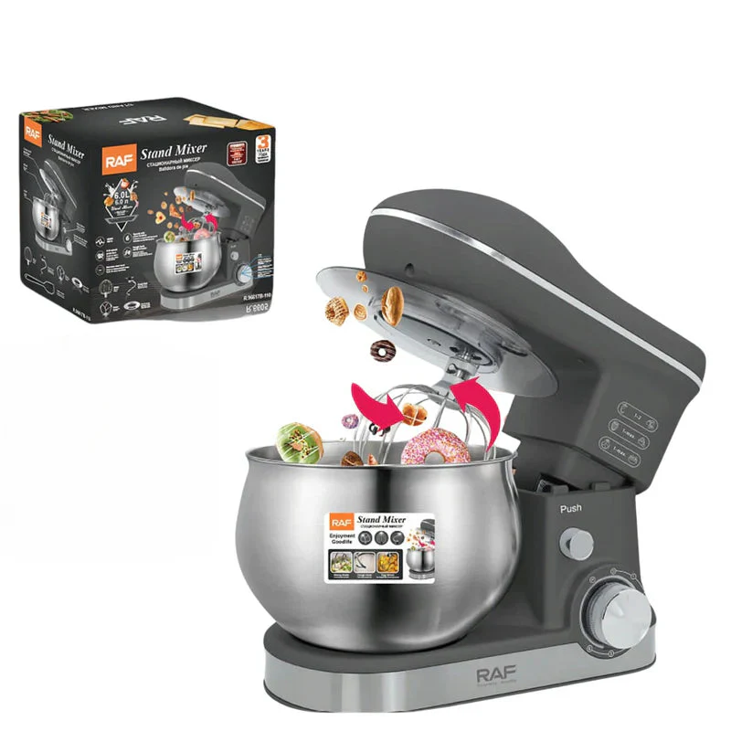 Batidora De Pie 5L 1800W 110V/60Hz 6 Velocidades Con Bowl Función Pulso Incluye Accesorios. Mezcladora RAF R.96617B-110 - Image 2