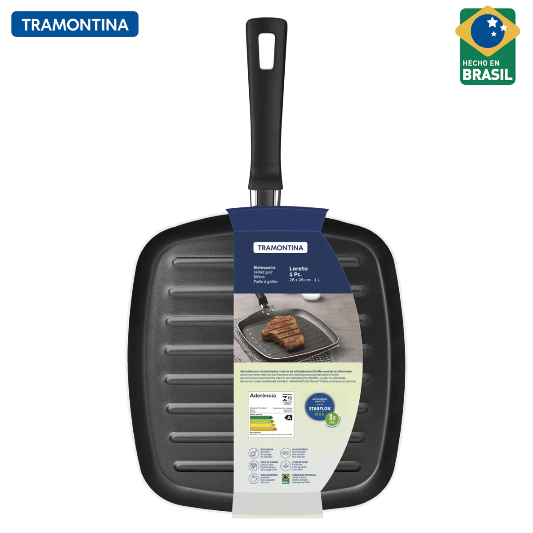 Bifera Tramontina Loreto en Aluminio con Revestimiento Interno Antiadherente Starflon Max y Mango Baquelita 26 cm 1,0 L Grafito 20392/024 Sartén.