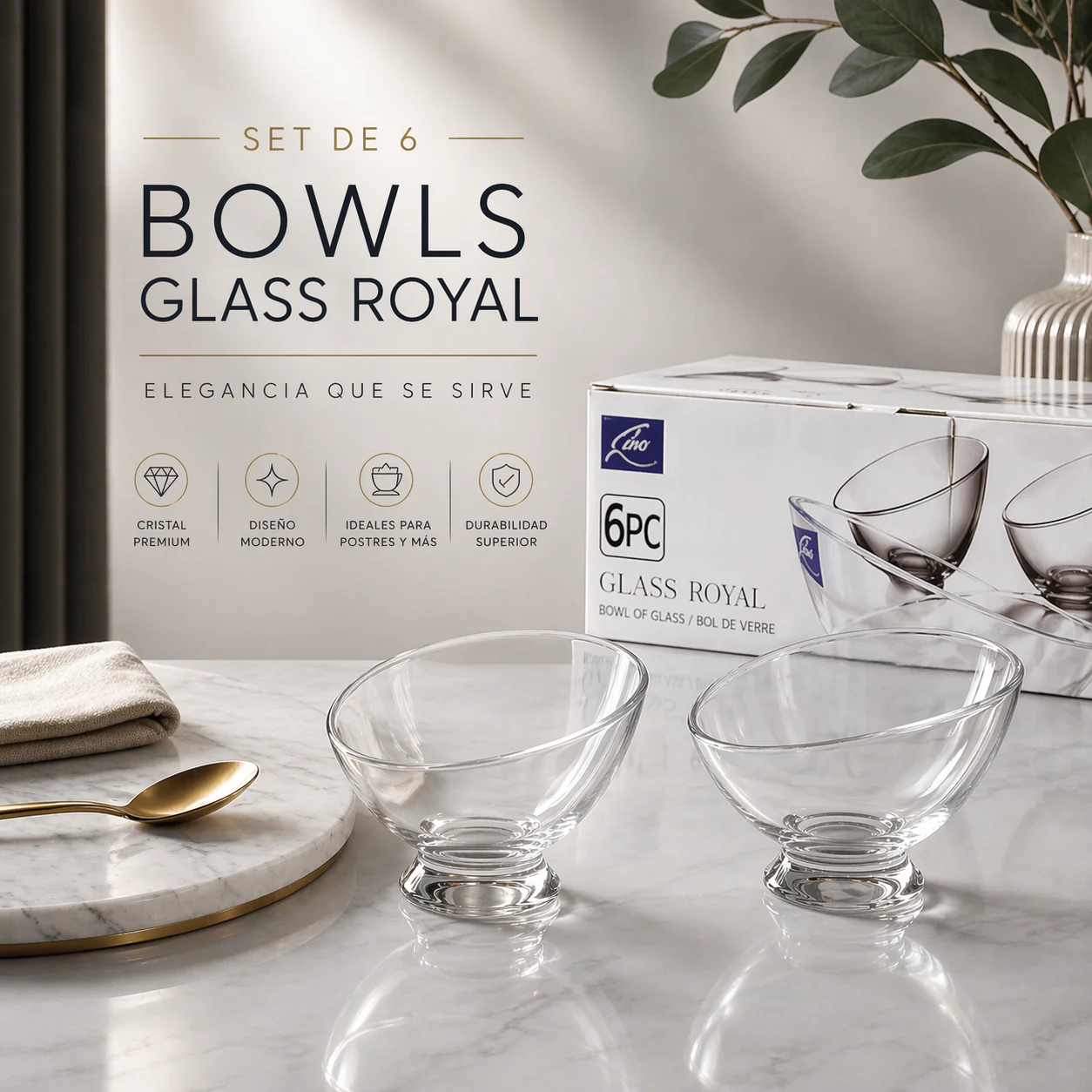 Set 6 Bowl Vaso Copa de Vidrio BMW819-3