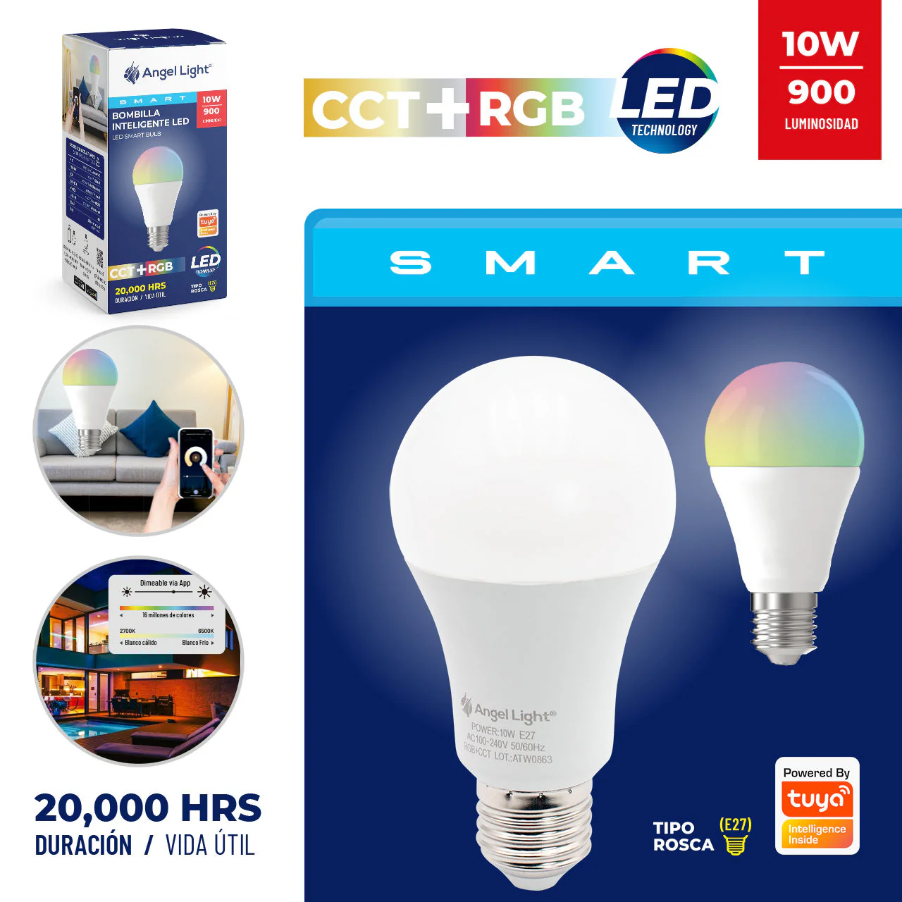 Bombillo LED de Colores 10W Angel Light AL-MK-10W-SM