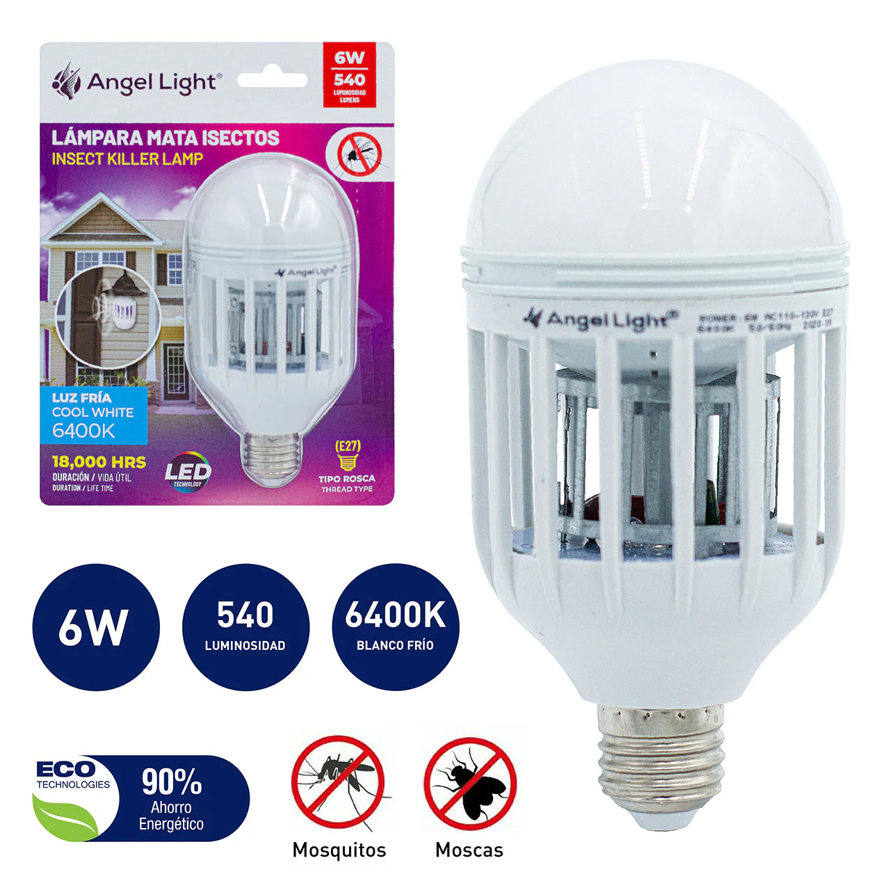 Bombillo LED Mata Insectos 6W Angel Light A105-LMSK-6W