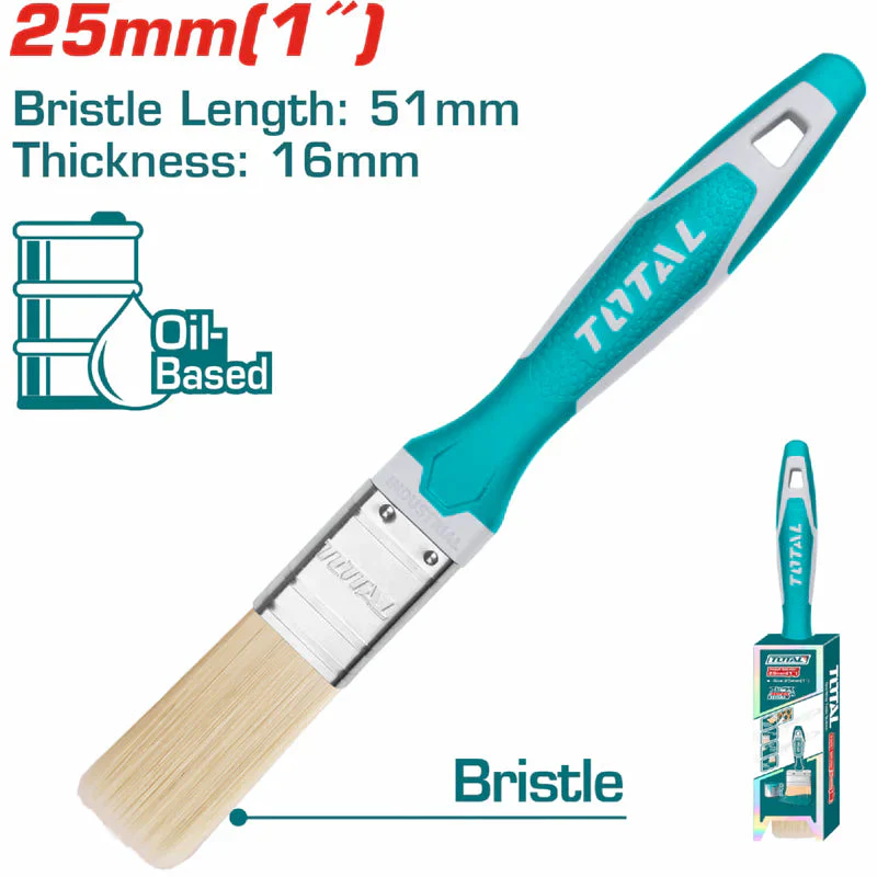 Brocha De 1" (25Mm). Largo 51Mm. Grueso De Cerdas 16Mm. Para Pintura A Base De Aceite. THT84016