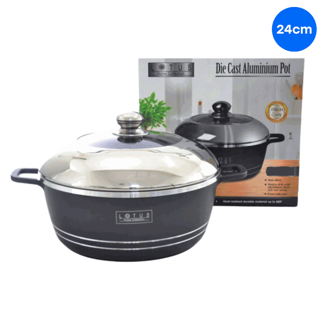 Cacerola de Aluminio Fundido con Tapa de Acero Inoxidable 24cm Lotus LHC-DC2402