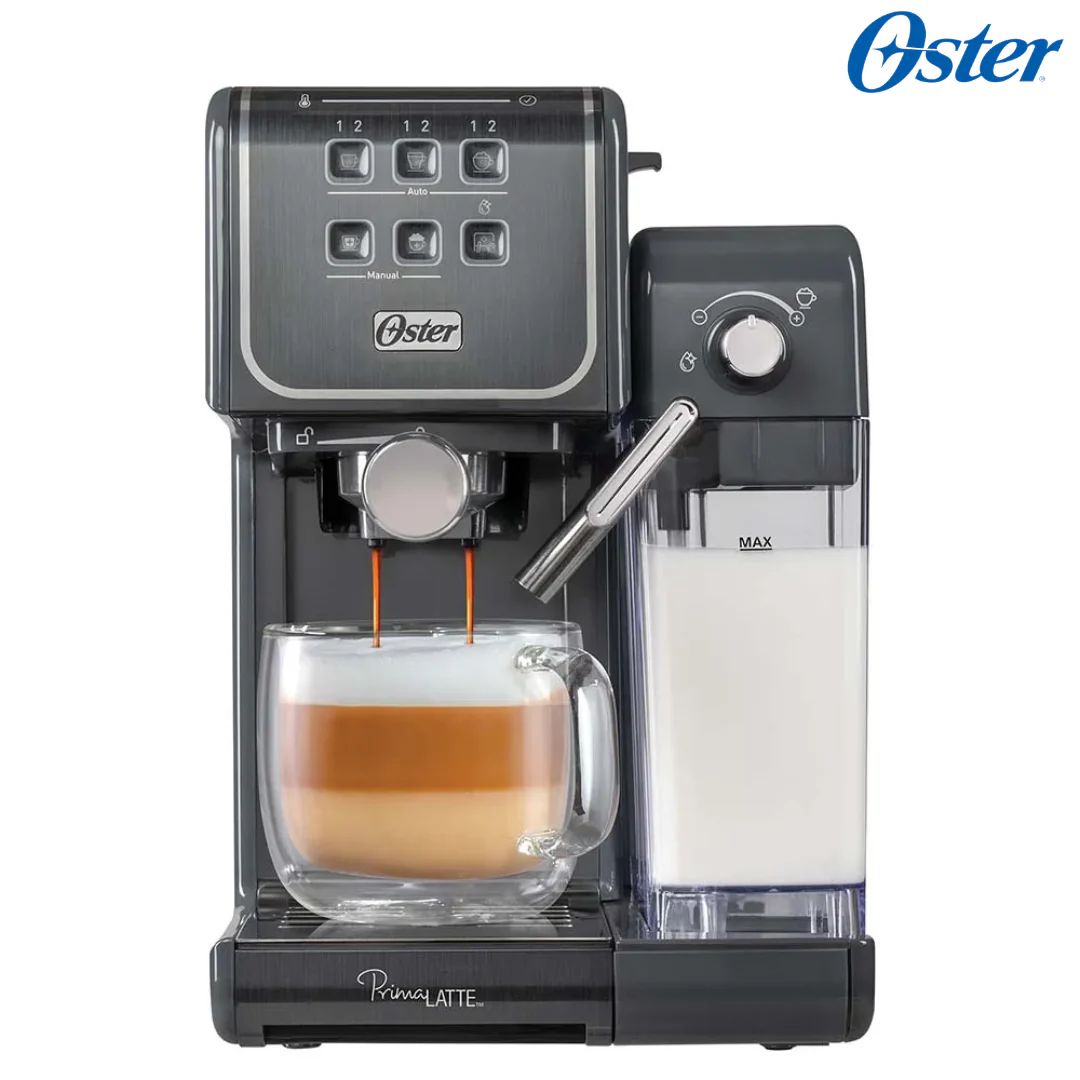 Cafetera PrimaLatte Café Espresso 5 Tazas 2 Touch Panel Táctil 19 Bar de Presión Gris Oster BVSTEM6801M Expresso. Coffee. Latte. Cappuccino.
