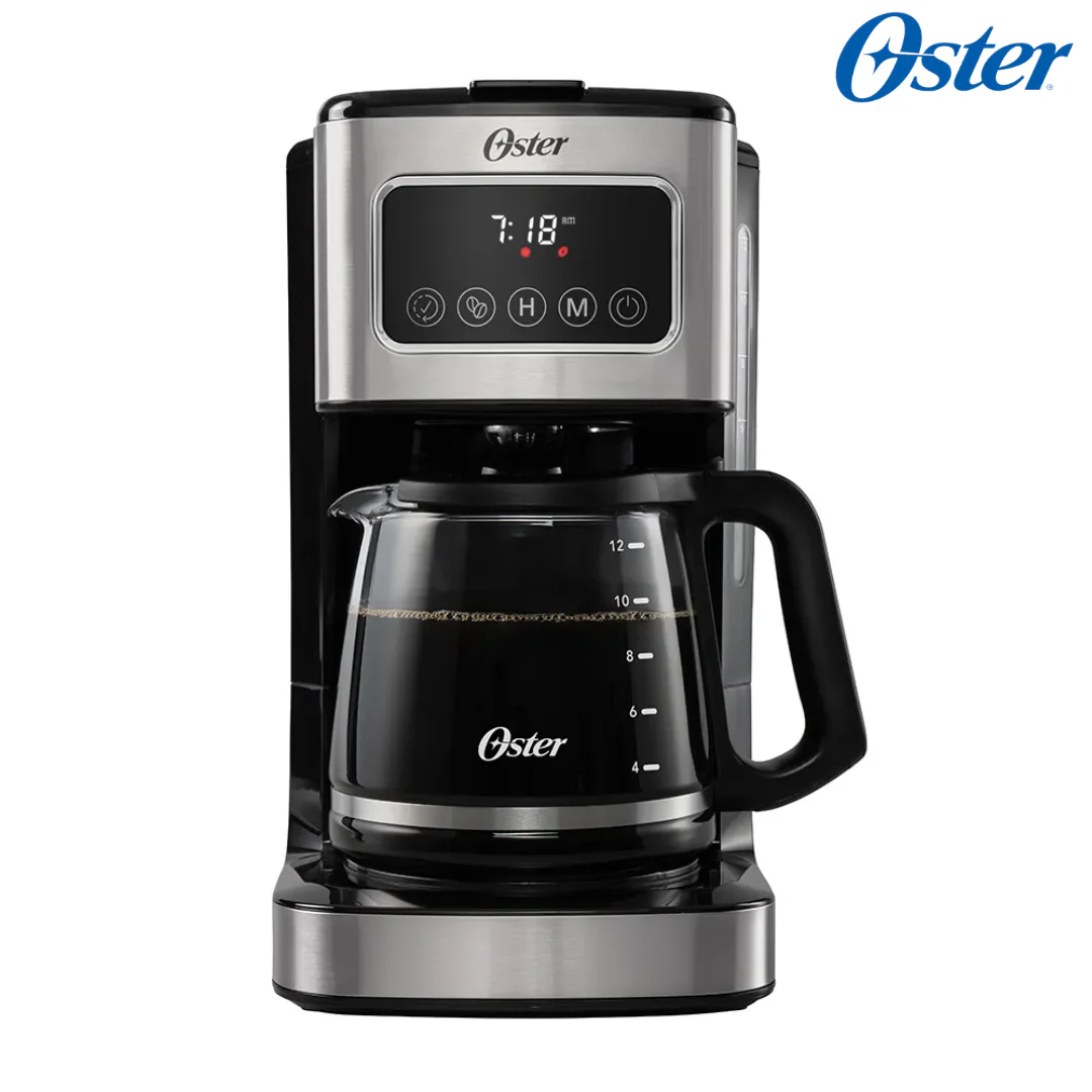 Cafetera Programable de 12 Tazas Pantalla Táctil Negro Acero Inoxidable Oster BVSTDC4403