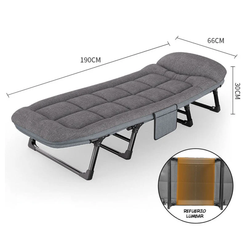 Cama Auxiliar Plegable Catre Portátil. Silla Reclinable Convertible En Cama. Catre Con Respaldo Ajustable. 66*190Cm TU255 - Image 5