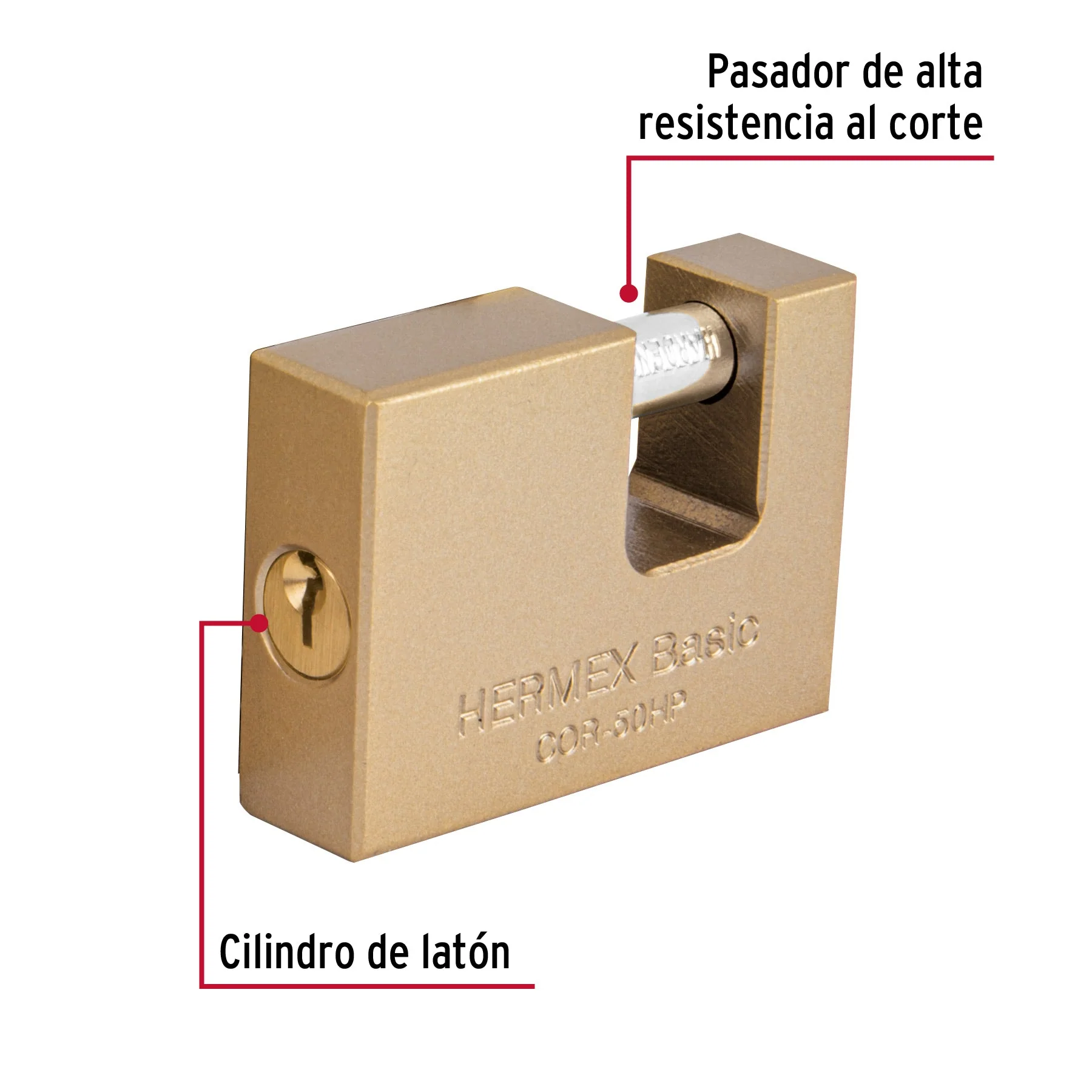 Candado Antipalanca 50mm Cuerpo de Hierro Hermex 22515 COR-50HP - Image 2