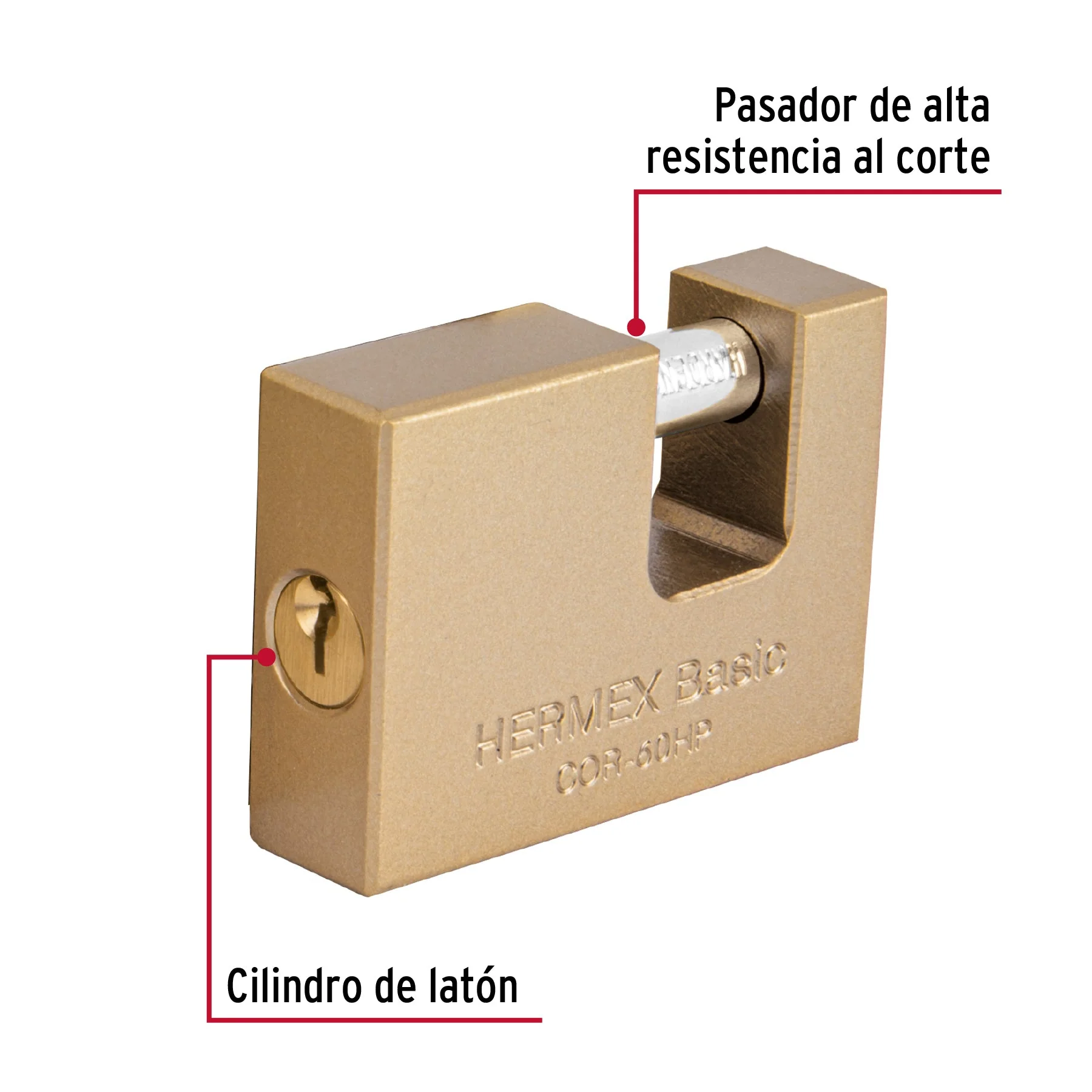 Candado Antipalanca 60mm Cuerpo de Hierro Hermex 22516 COR-60HP - Image 3