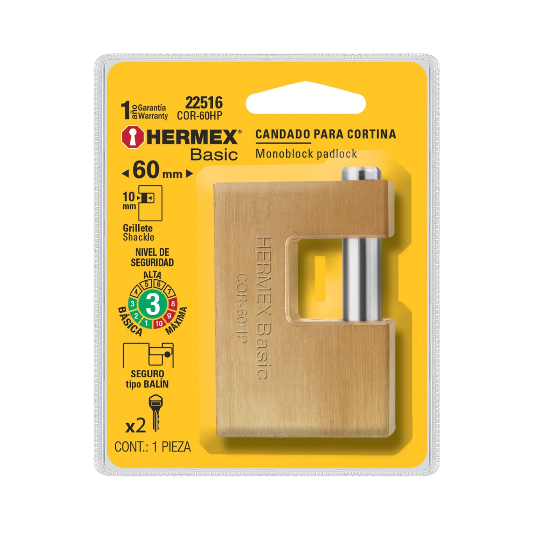 Candado Antipalanca 60mm Cuerpo de Hierro Hermex 22516 COR-60HP - Image 4
