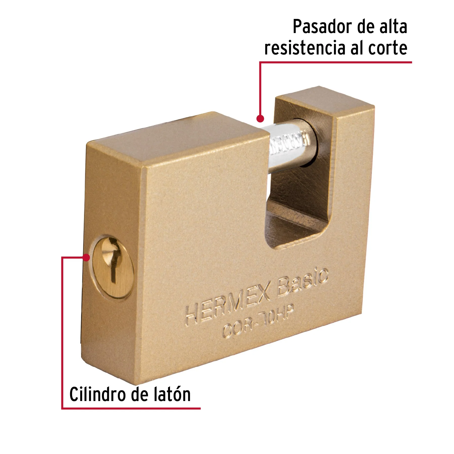 Candado Antipalanca 70mm Cuerpo de Hierro Hermex 23540 COR-70HP - Image 2