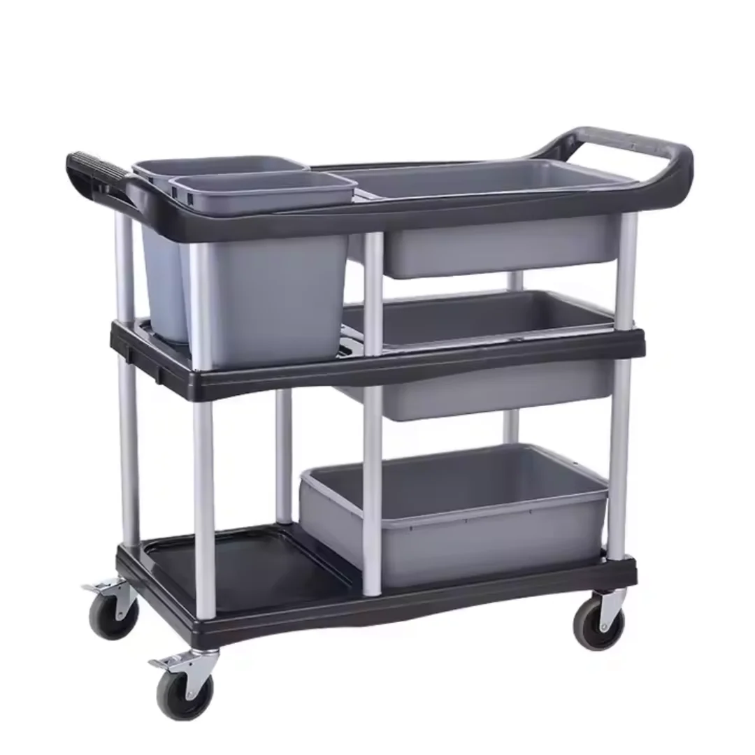 Carrito de Servir de Plástico de 3 Niveles con 5 Cestas 100403