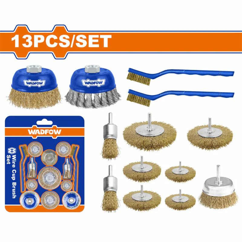 Cepillos De Alambre Con Copas Twist Y Curvas, Cepillos Circulares Y Manuales, Vástago 1/4'' Set 13 Pzas. UWCE6403