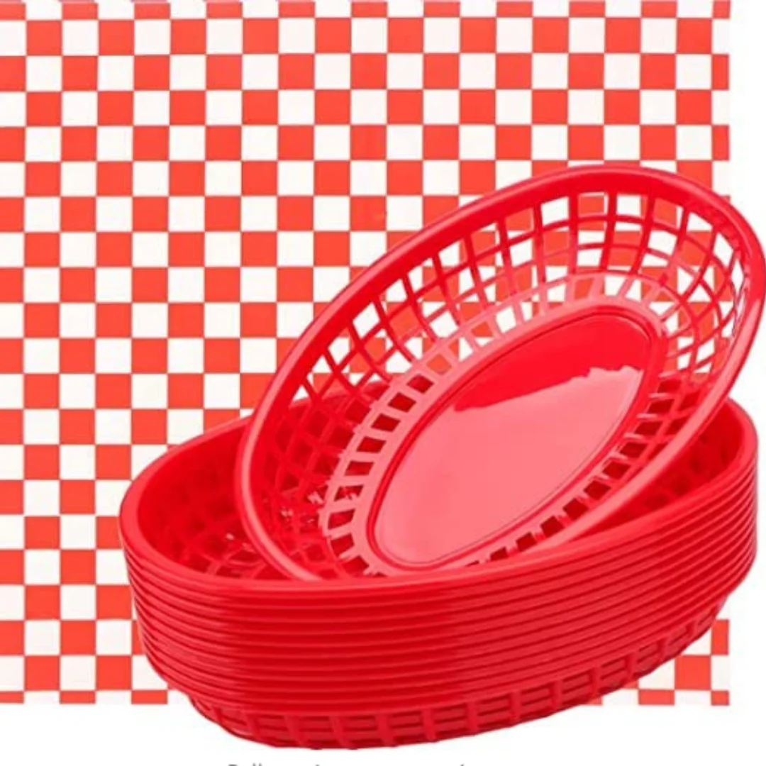 Cesta Ovalada Plástica 4*22*14cm Roja & Negra - Image 3