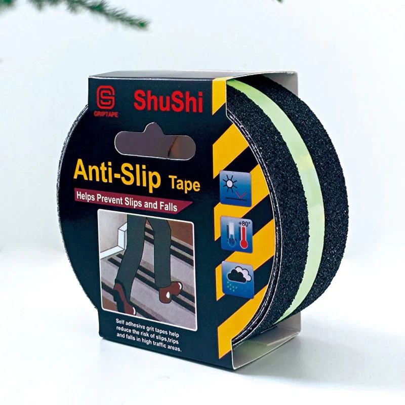 Cinta Antideslizante Fluorescente Luminosa (5 Metros). Cinta De Seguridad Adhesiva Para Escaleras Y Pisos Con Brillo. Tape De 2". TU596
