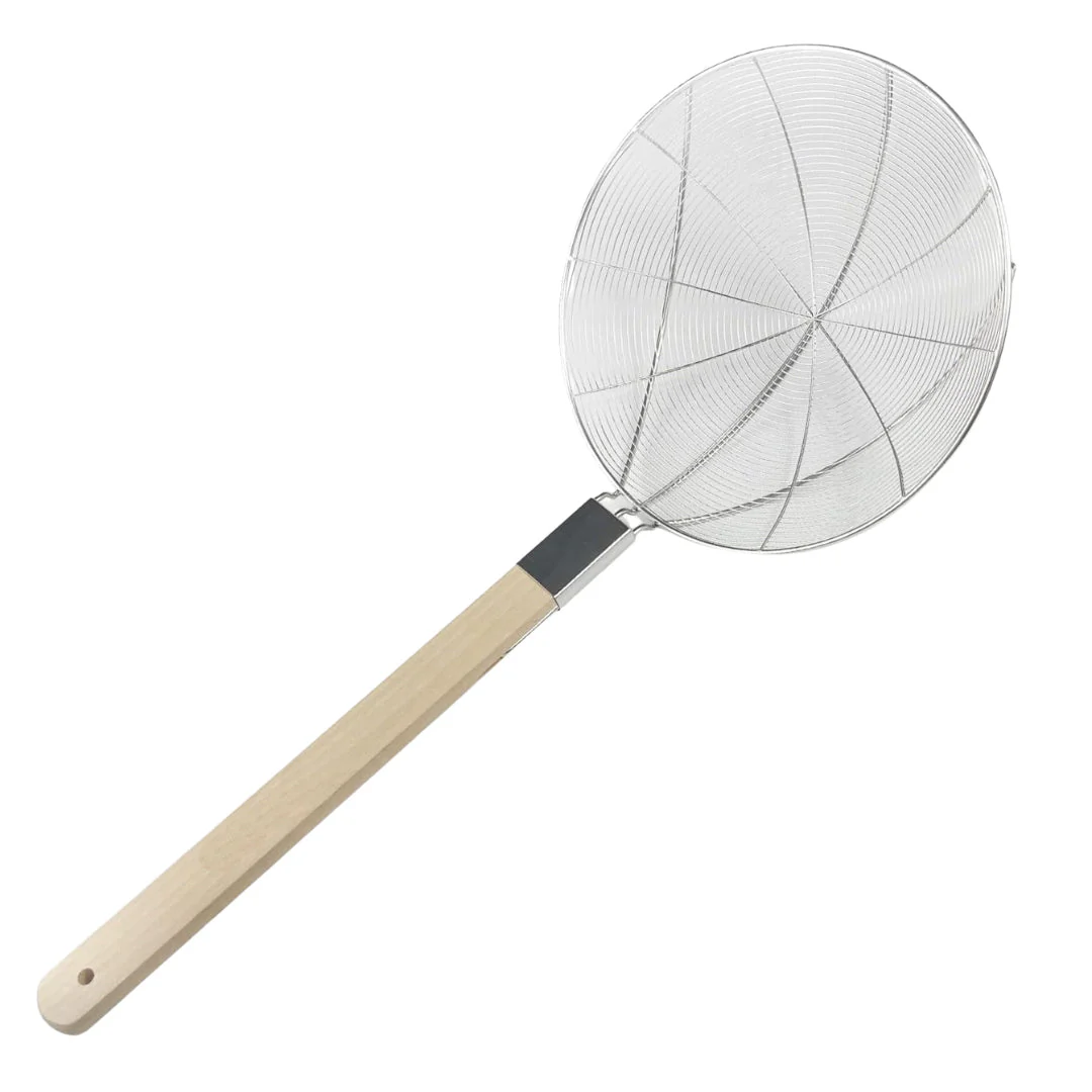 Colador de Acero Inoxidable de 28cm con Mango de Madera