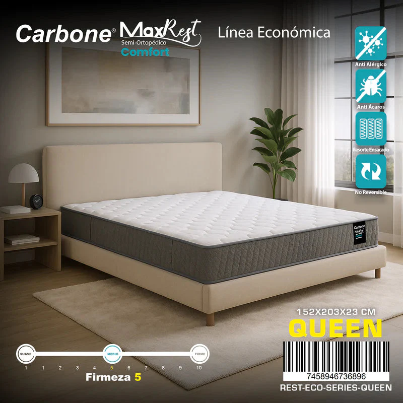 Colchones Semi-Ortopédicos Empacados Al Vacío Max Rest. Línea Económica Con Resortes, 23Cm (9") Espesor. Textil Bekaert Deslee Original De Belgica Nivel De Firmeza 5. - Image 3