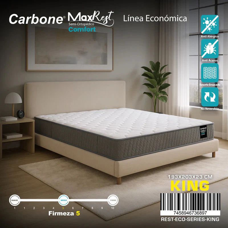 Colchones Semi-Ortopédicos Empacados Al Vacío Max Rest. Línea Económica Con Resortes, 23Cm (9") Espesor. Textil Bekaert Deslee Original De Belgica Nivel De Firmeza 5. - Image 4