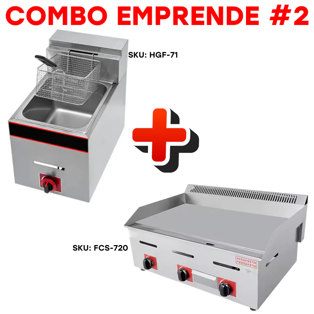 Combo Emprende #2 Freidora a Gas HGF-71 + Plancha a Gas FCS-720