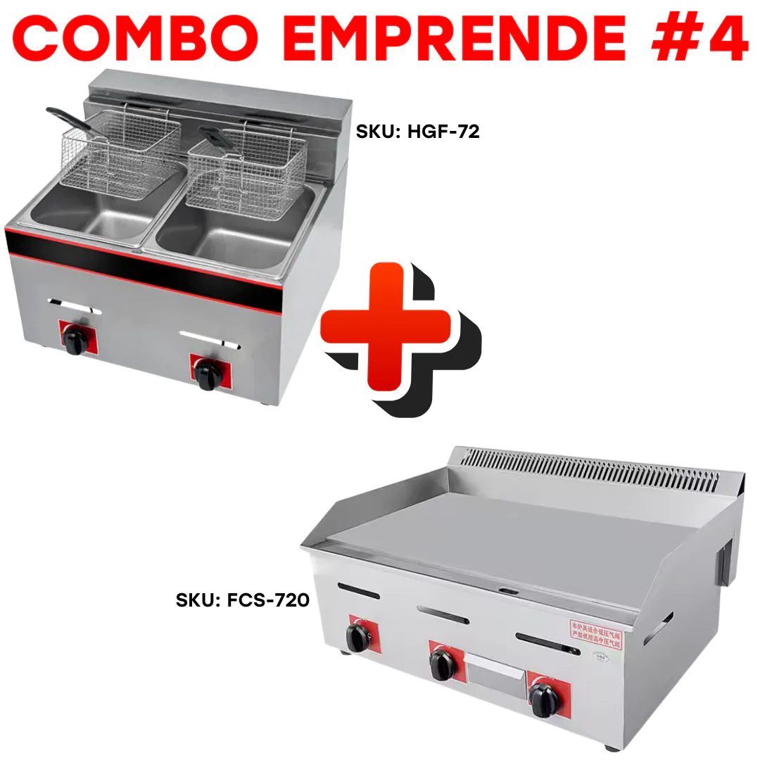 Combo Emprende #4 Freidora a Gas HGF-72 + Plancha a Gas FCS-720