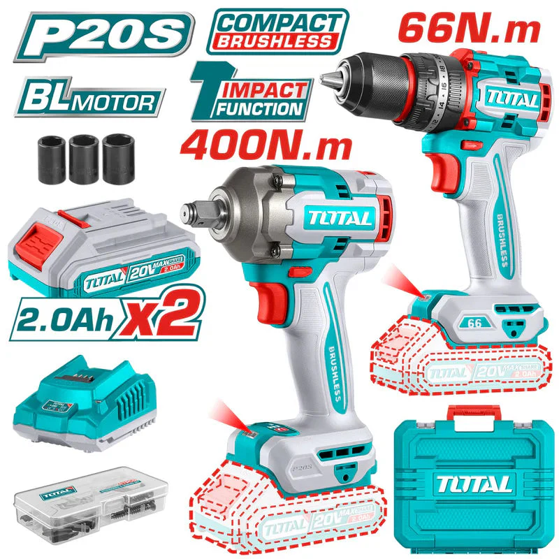Combo Total 20V Taladro Impacto Y Llave De Impacto 20V Inalámbricas Poderosas Y Potentes Con Batería Y Cargador. COMBOS POCAS UNIDADES UTCKLI20275