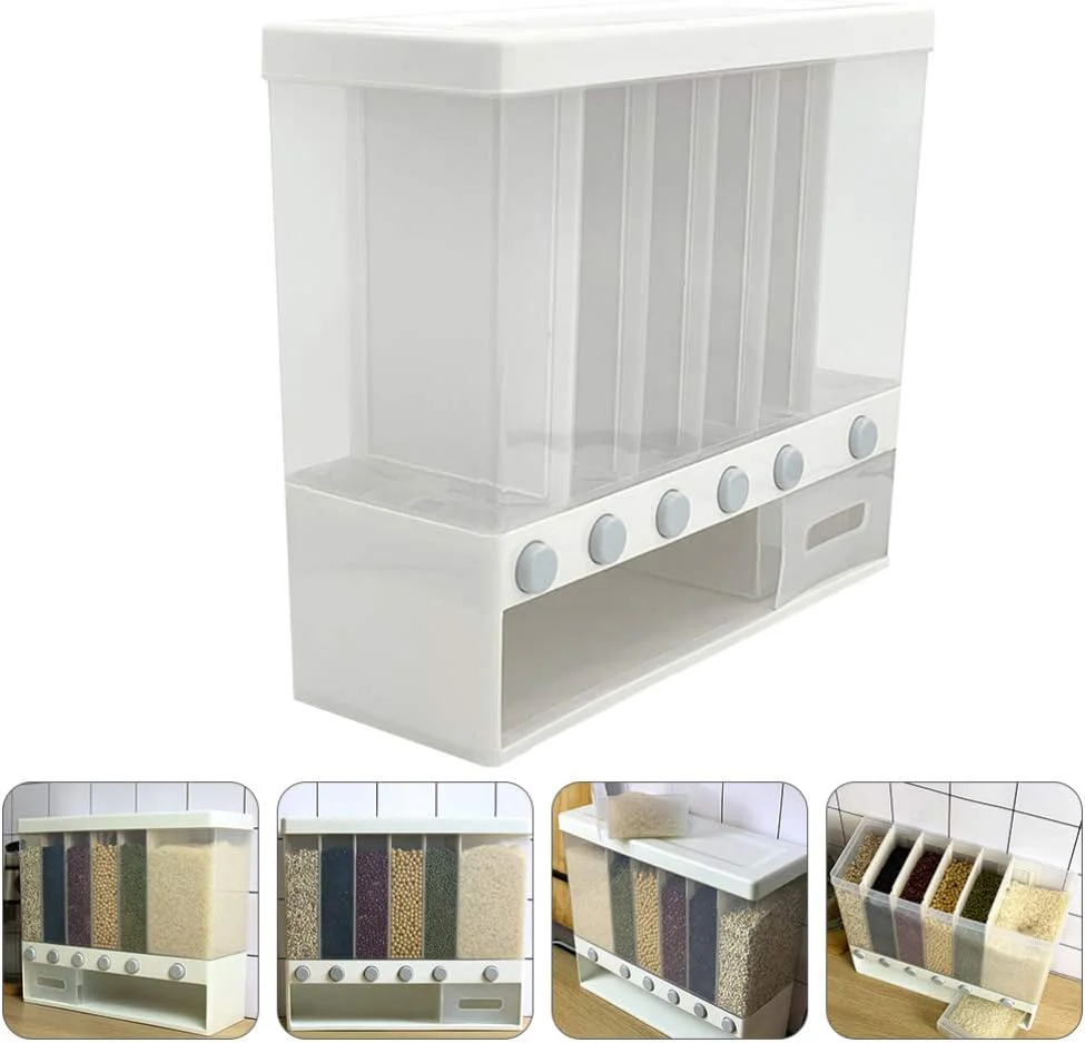 Contenedor con Dispensador para Alimentos de Granos 6 Compartimientos LHC-9651
