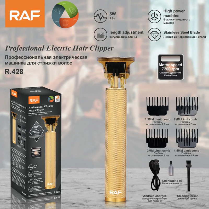 Cortadora De Cabello Eléctrica Profesional 5W Recargable USB. Cuchillas De Acero Inoxidable Y Peines Ajustables. R.428