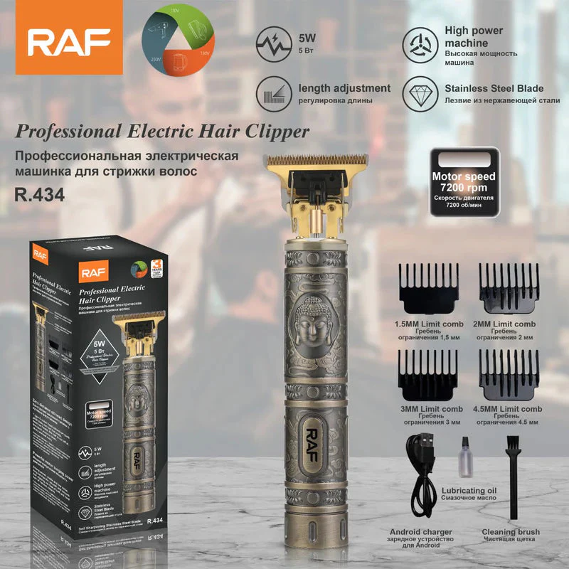 Cortadora De Cabello Eléctrica Profesional 7200RPM Recargable USB. Cuchilla De Acero Inoxidable. R.434
