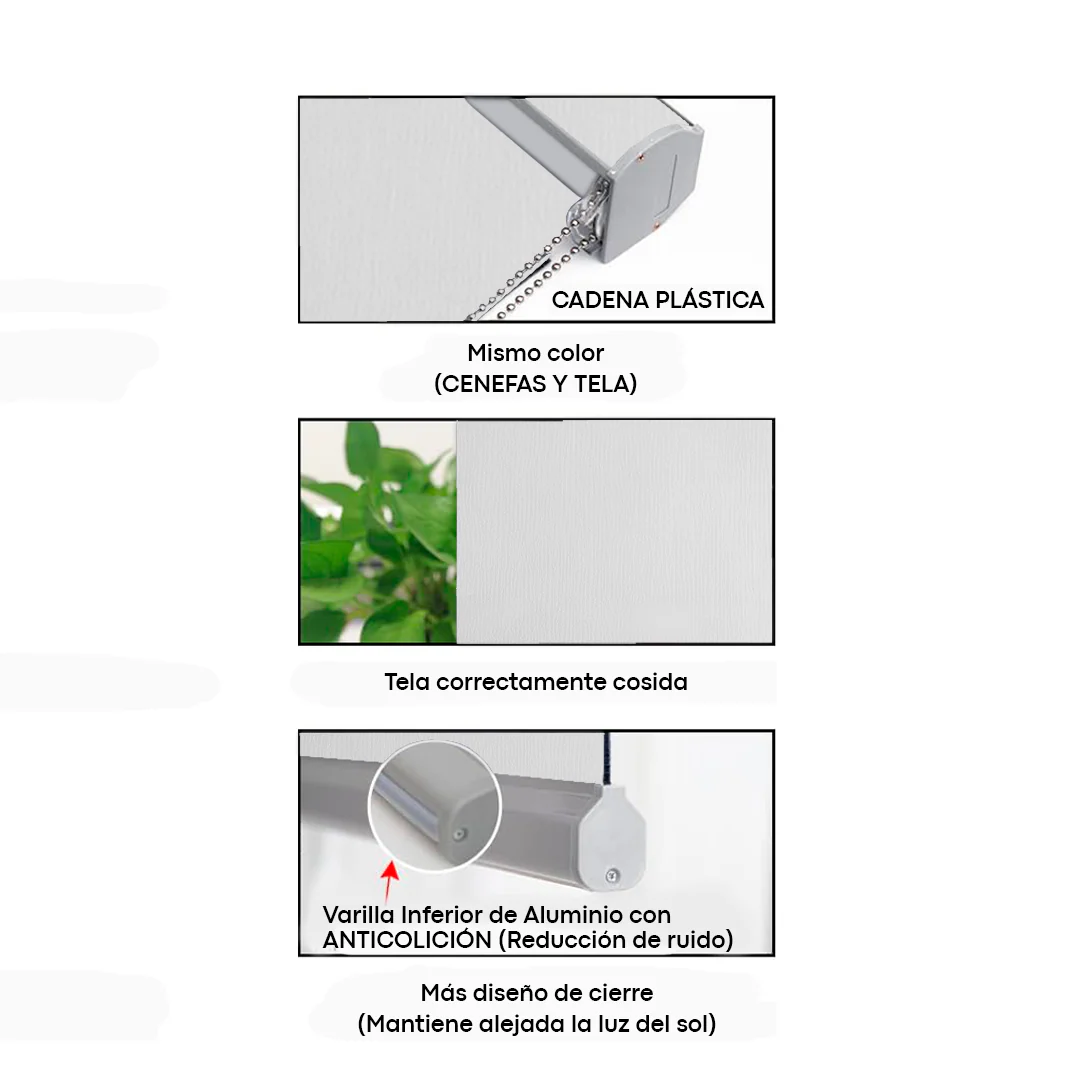 Cortina Enrollable Blackout Blanco 1.10m a 1.90m 3909 - Image 3