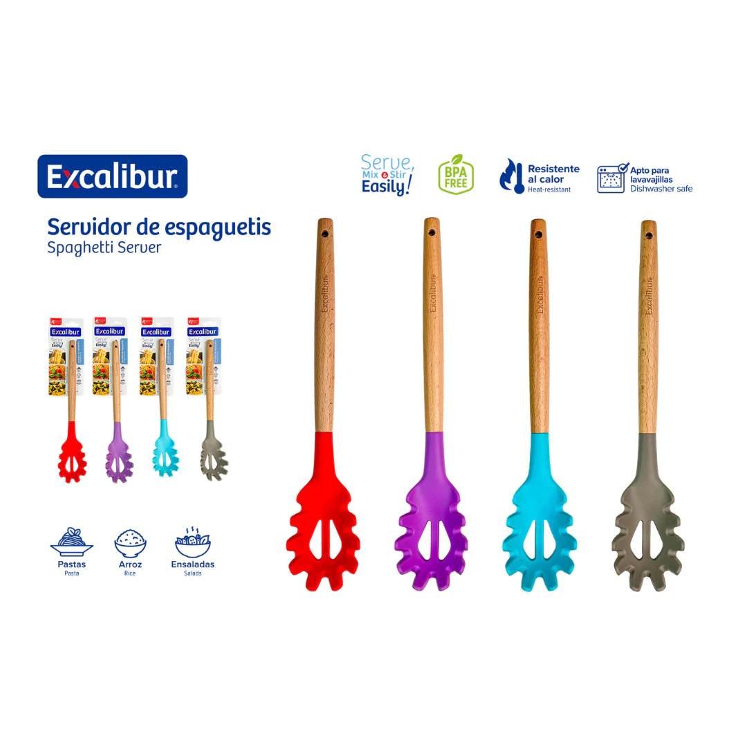 Cucharon para Espaguetis de Silicon con Madera Excalibur A151-KT2111-SP