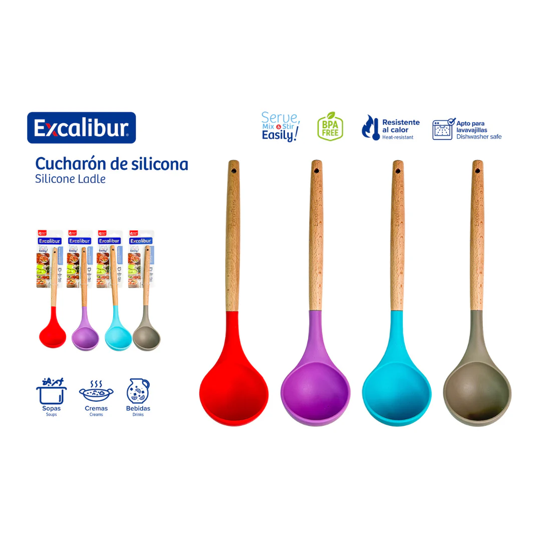 Cucharon Sopera de Silicon con Madera Excalibur A151-KT2111-L