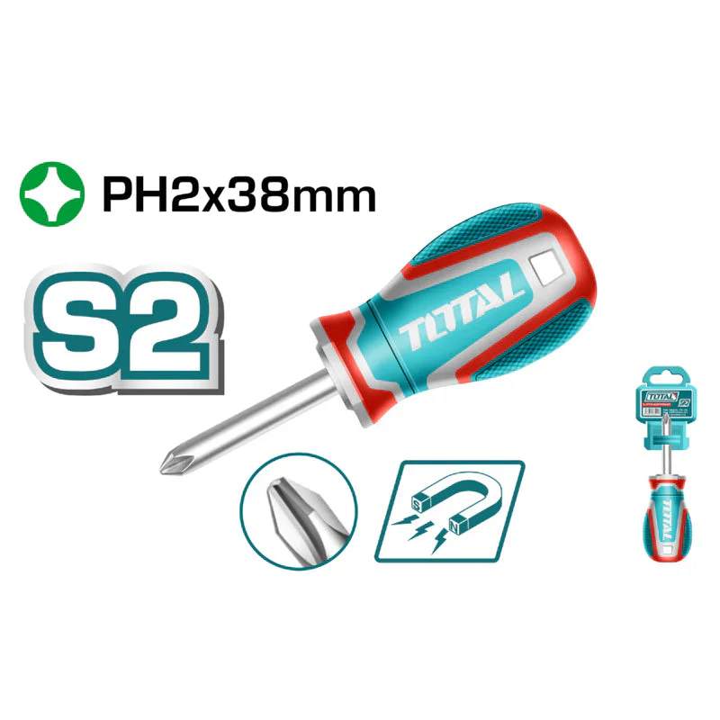 Destornillador Phillips Ph2x38mm Punta Magnética. Mango Suave. Material De La Hoja S2 Total TSDPH2038