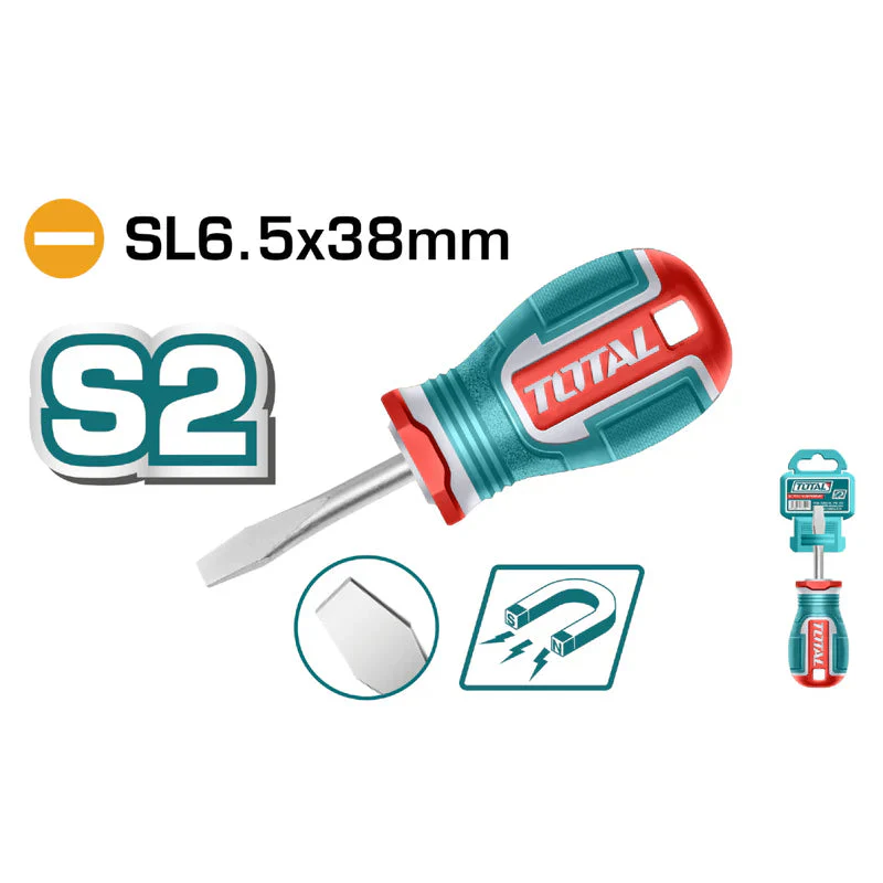 Destornillador Plano SL6.5X38mm Punta Magnética. Mango Suave. Material De La Hoja S2 Total TSDSL6038