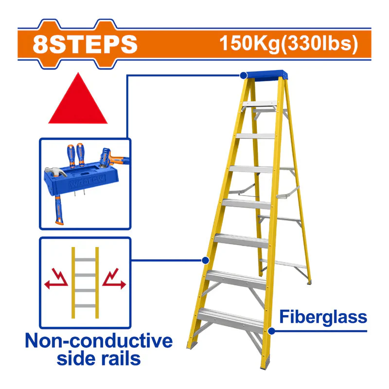 Escalera De Fibra De Vidrio 8 Escalones. Altura De Paso: 280Mm. Carga Máxima: 150Kg. Wadfow WLD0908