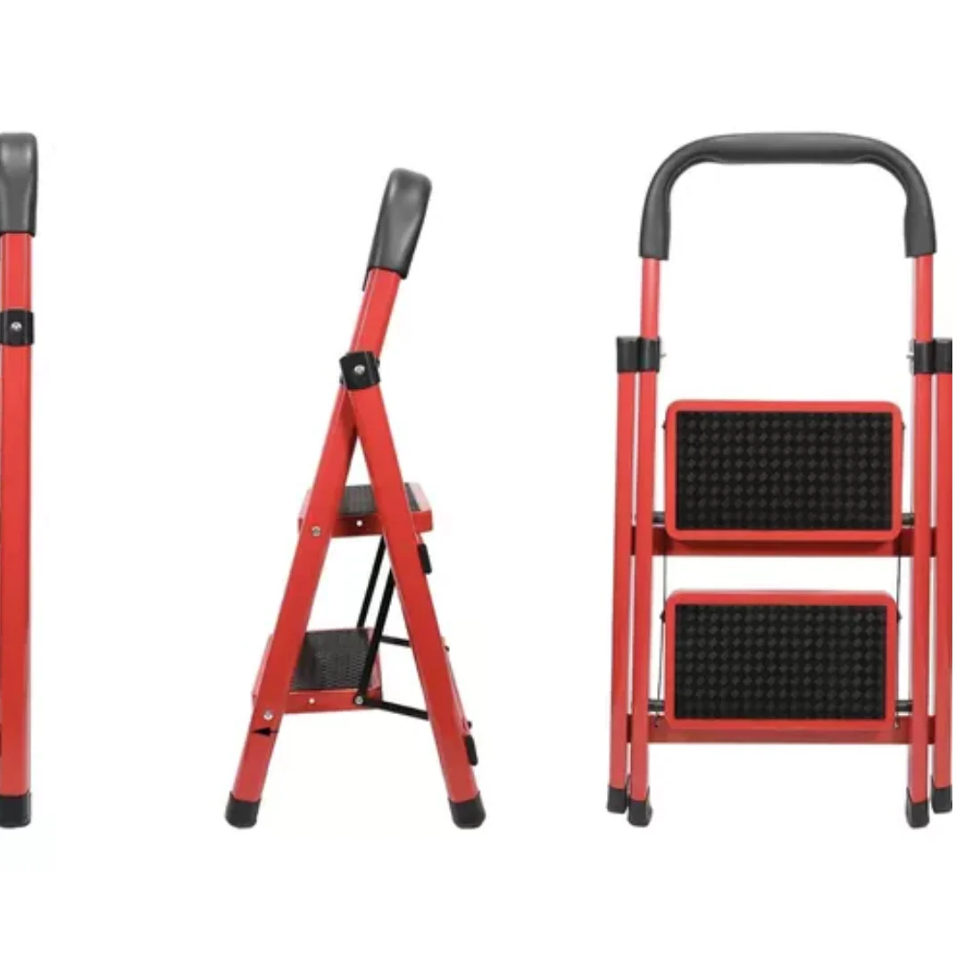 Escalera Plegable de 2 Escalones Rojo y Gris XT-2TD - Image 3