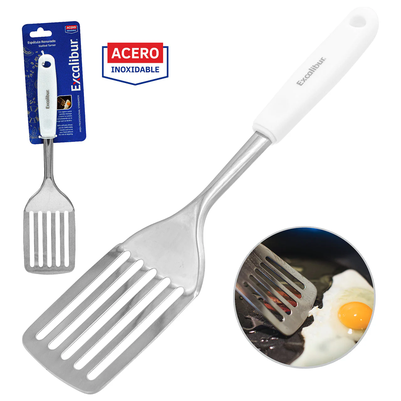 Espátula Ranurada para Cocina en Acero Inoxidable Excalibur A151-KT1930-H
