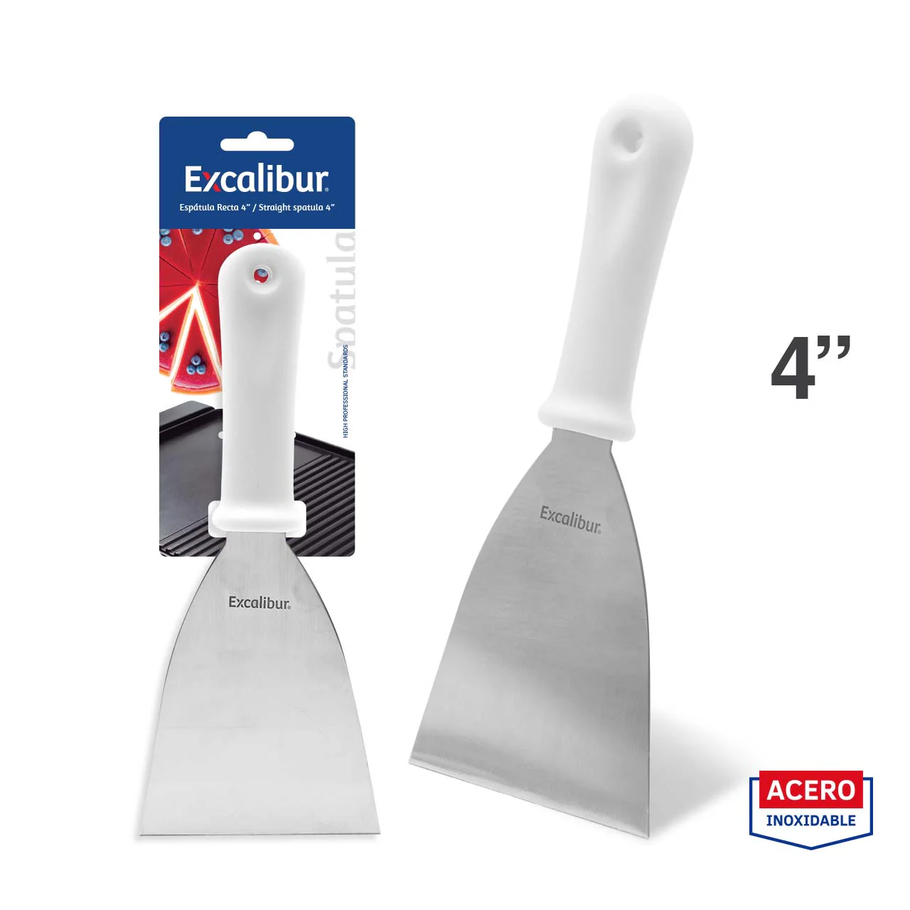 Espátula Recta de 4" de Acero Inoxidable Excalibur A151-F7435 - Image 2