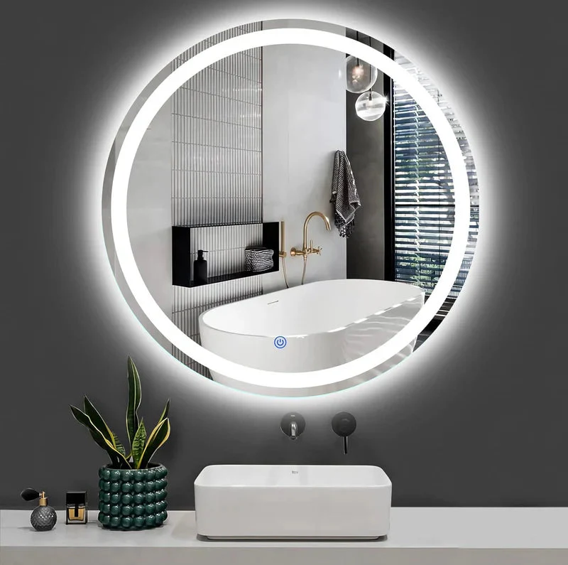 Espejo LED Circular Diámetro 80Cm Con Luz LED De 3 Tonos Botón Táctil GMIRROR11