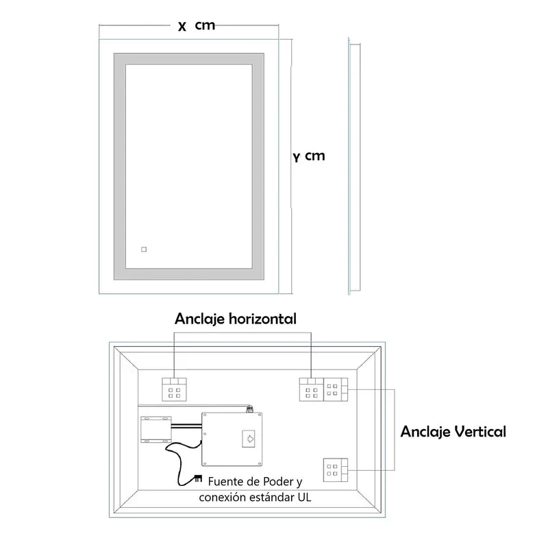 Espejo LED Rectangular 60X80 Cm Con Luz LED De 3 Tonos Botón Táctil Funciona Para Instalación Vertical Y Horizontal GMIRROR06 - Image 6