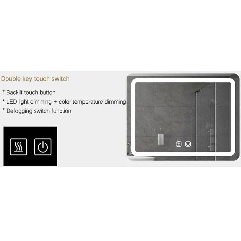 Espejo Rectangular Con Luz Led Y Sistema Antiempañante (Alto 50 Cm X Largo 70 Cm) Baño GMIRROR01 - Image 2